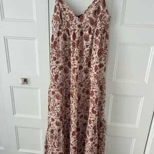 Dynamite Red and Cream Paisley Maxi Dress